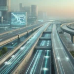 A-futuristic-yet-subtle-highway-in-a-computer-inspired-world.-The-highway-has-sleek-clean-lines-and-faint-glowing-lights-in-soft-hues-of-blue-and-green